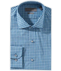Perry Ellis Slim Fit Spread Collar Plaid Dress Shirt