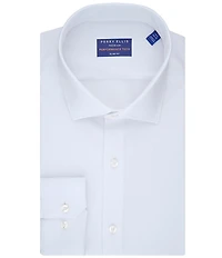 Perry Ellis Slim Fit Stretch Spread Collar Premium Performance Tech Solid Dress Shirt