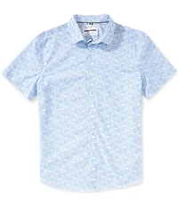 Perry Ellis Slim Fit Wave Print Short Sleeve Woven Shirt