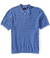 Perry Ellis Short Sleeve Quarter-Zip Polo Sweater