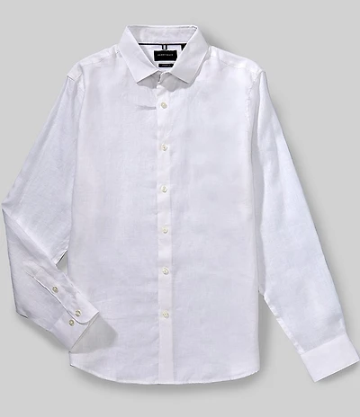 Perry Ellis Solid Linen Long Sleeve Woven Shirt