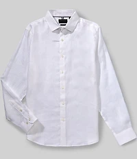 Perry Ellis Solid Linen Long Sleeve Woven Shirt