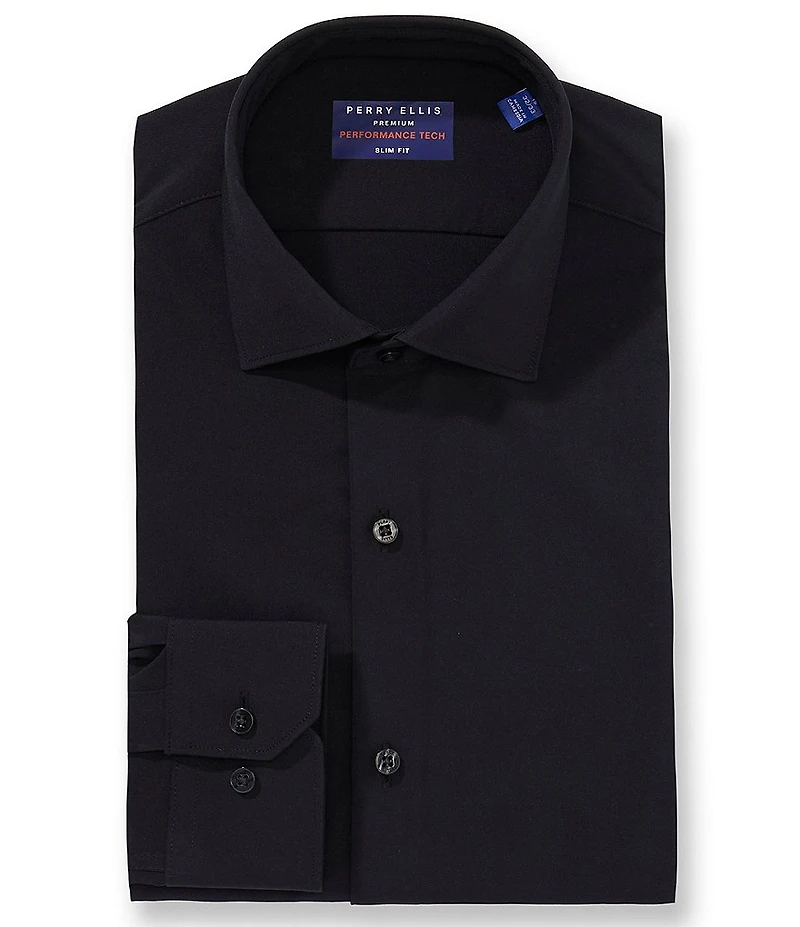 Perry Ellis Performance Spread Collar Solid Dress Shirt