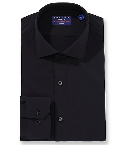 Perry Ellis Performance Spread Collar Solid Dress Shirt