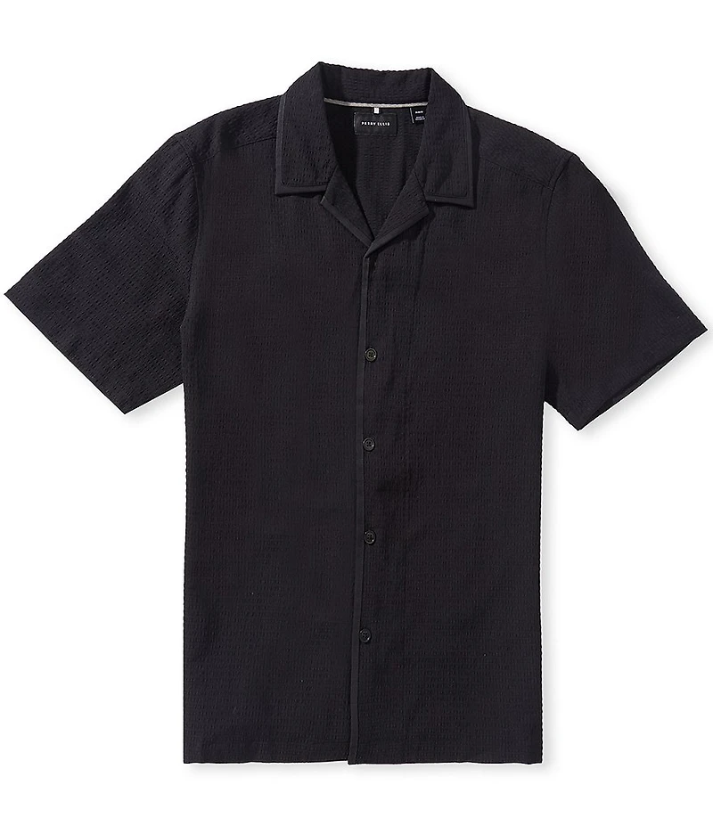 Perry Ellis Solid Short Sleeve Woven Camp Shirt