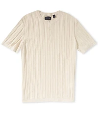 Perry Ellis Stripe Short Sleeve Henley Sweater
