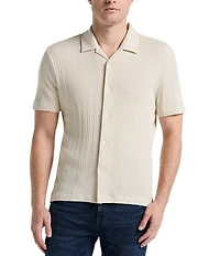 Perry Ellis Subtle Stripe Short Sleeve Woven Camp Shirt