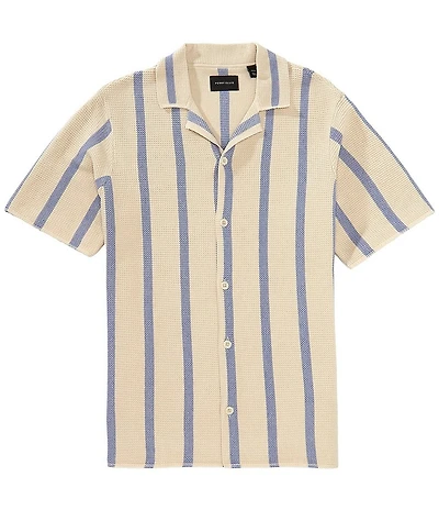 Perry Ellis Stripe Short Sleeve Woven Camp Shirt