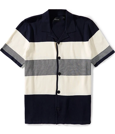 Perry Ellis Stripe Short Sleeve Woven Camp Shirt