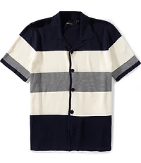 Perry Ellis Stripe Short Sleeve Woven Camp Shirt