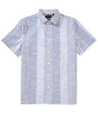 Perry Ellis Stripe Slub Short Sleeve Woven Shirt