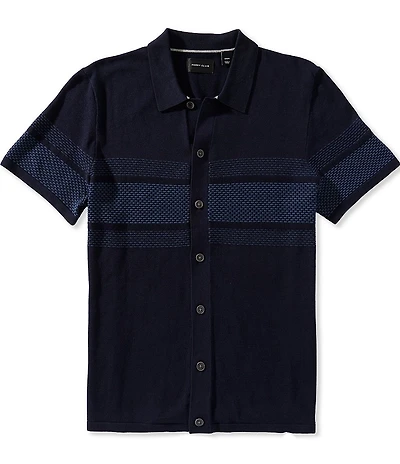 Perry Ellis Textured Chest Stripe Short Sleeve Woven Shirt