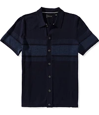 Perry Ellis Textured Chest Stripe Short Sleeve Woven Shirt