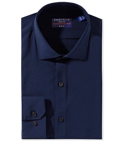 Perry Ellis Performance Spread Collar Solid Dress Shirt