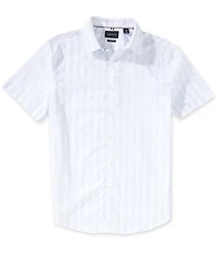 Perry Ellis Vertical Dash Stripe Short Sleeve Woven Shirt