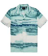 Perry Ellis Wave Print Short Sleeve Woven Camp Shirt