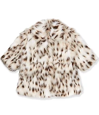 Pippa & Julie Baby Girls Long Sleeve Leopard-Printed Faux-Fur Coat