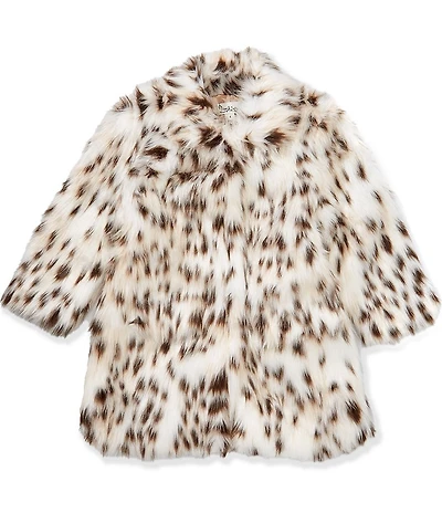Pippa & Julie Little Girls Long Sleeve Leopard-Printed Faux-Fur Coat