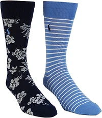 Polo Ralph Lauren Jaguar Floral & Stripe Pattern 2-Pack Socks
