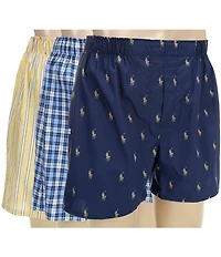 Polo Ralph Lauren Plaid Striped Logo Woven Boxers 3-Pack