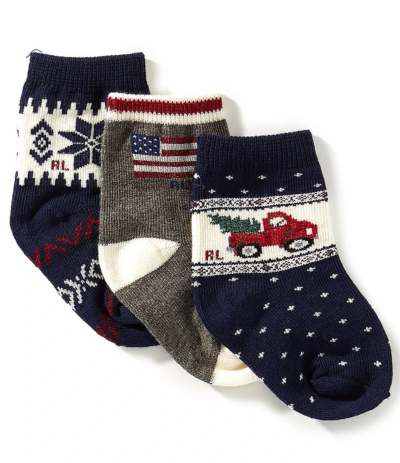 Polo Ralph Lauren Baby Boys Holiday RL Truck Socks 3-Pack