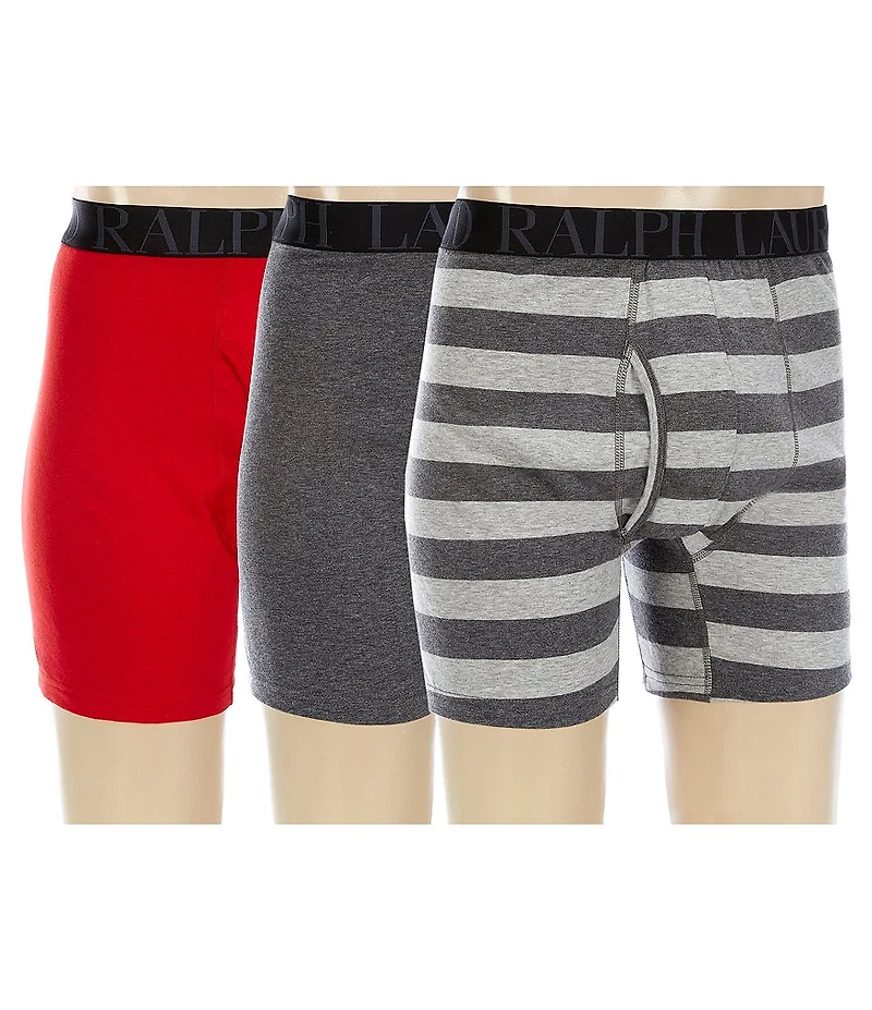 Polo Ralph Lauren Big & Tall Stretch Classic Fit Stripe & Solid Boxer Briefs 3-Pack