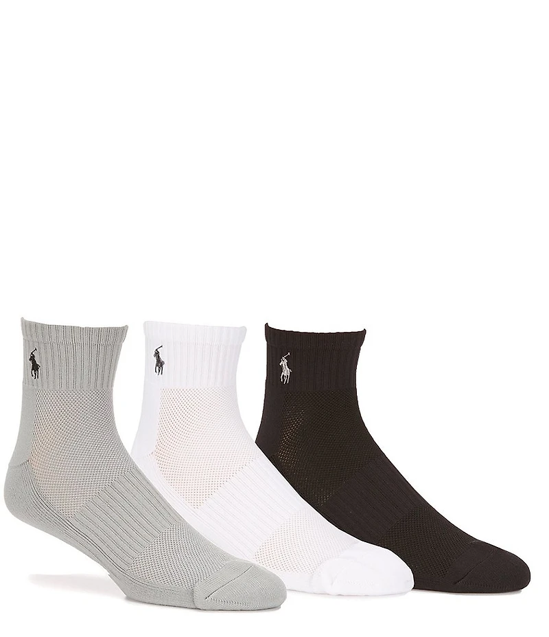 Polo Ralph Lauren Big & Tall Tech Athletic Quarter Socks 3-Pack
