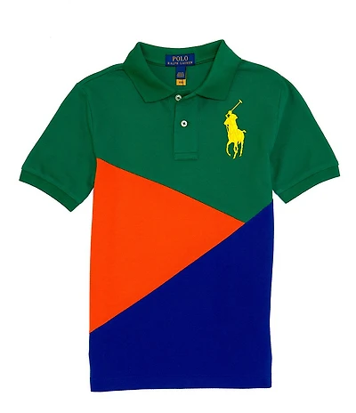 Polo Ralph Lauren Big Boys Short Sleeve Big Pony Color Block Mesh Polo Shirt