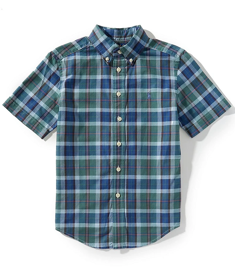 Polo Ralph Lauren Big Boys Short-Sleeve Plaid Oxford Shirt
