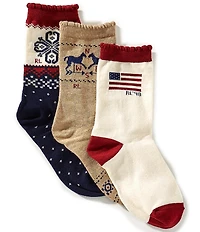 Polo Ralph Lauren Big Boys Holiday Americana Socks 3-Pack
