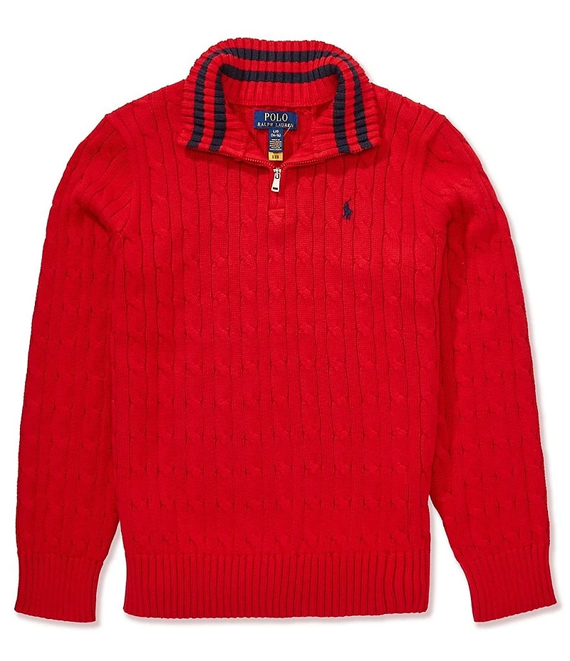 Polo Ralph Lauren Big Boys Long-Sleeve Cable-Knit Quarter-Zip Sweater