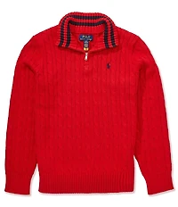 Polo Ralph Lauren Big Boys Long-Sleeve Cable-Knit Quarter-Zip Sweater