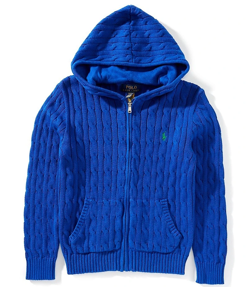 Polo Ralph Lauren Big Boys Long Sleeve Cable Zip-Up Hooded Sweater
