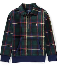 Polo Ralph Lauren Big Boys Long-Sleeve Collared Plaid Fleece Sweatshirt