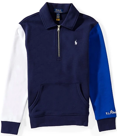 Polo Ralph Lauren Big Boys Long-Sleeve Color-Blocked Quarter-Zip Terry Sweatshirt
