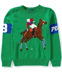 Polo Ralph Lauren Big Boys Long-Sleeve Equestrian-Intarsia Wool-Blend Sweater