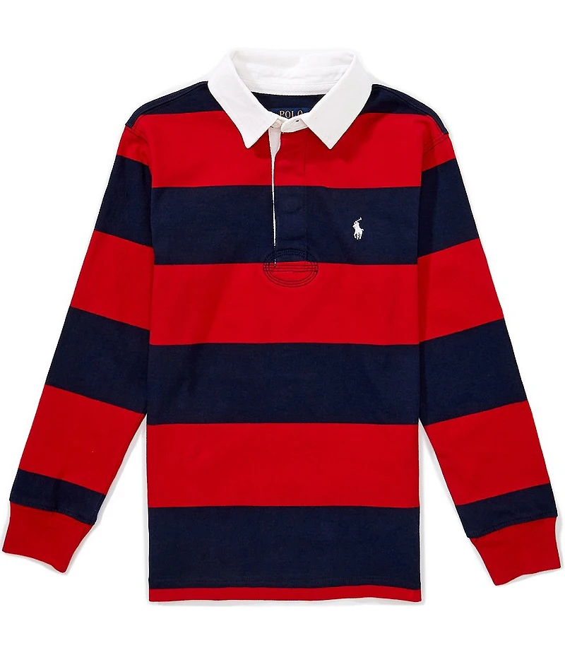 Polo Ralph Lauren Big Boys Long-Sleeve Iconic Bold-Stripe Rugby Shirt