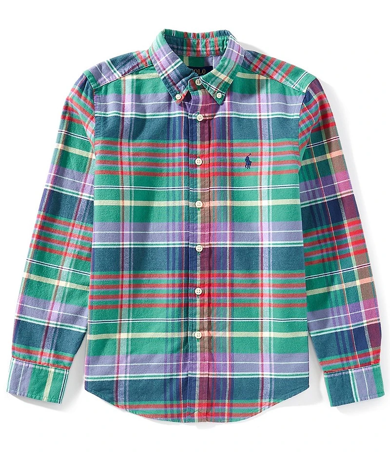 Polo Ralph Lauren Big Boys Long-Sleeve Plaid Brushed Oxford Shirt