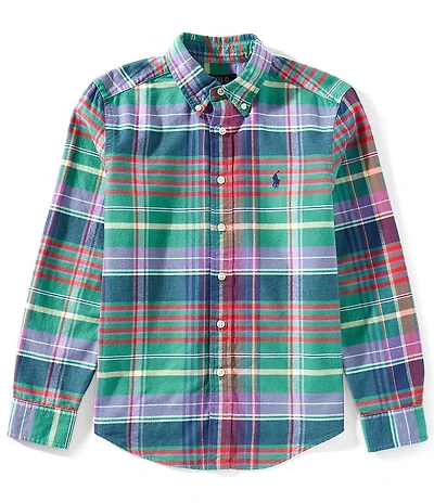 Polo Ralph Lauren Big Boys Long-Sleeve Plaid Brushed Oxford Shirt