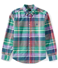 Polo Ralph Lauren Big Boys Long-Sleeve Plaid Brushed Oxford Shirt
