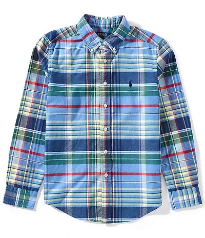 Polo Ralph Lauren Big Boys Long-Sleeve Plaid Brushed Oxford Shirt