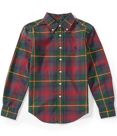 Polo Ralph Lauren Big Boys Long-Sleeve Plaid Oxford Shirt