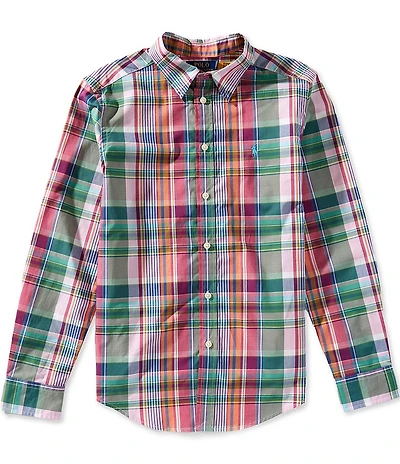 Polo Ralph Lauren Big Boys Long-Sleeve Plaid Poplin Shirt