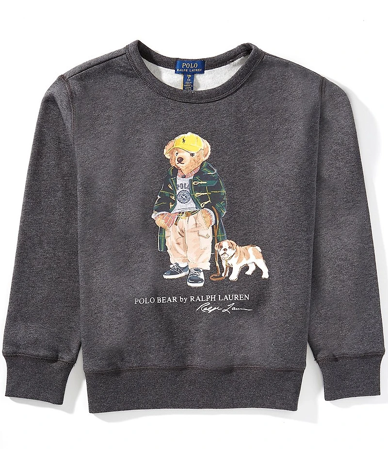 Polo Ralph Lauren Big Boys Long-Sleeve Polo Bear Heathered Fleece Sweatshirt