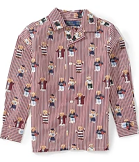 Polo Ralph Lauren Big Boys Long Sleeve Polo Bear Stripe Poplin Shirt