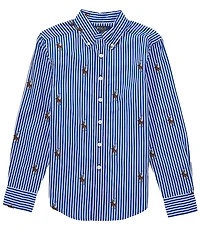 Polo Ralph Lauren Big Boys Long-Sleeve Polo Bear Striped Shirt