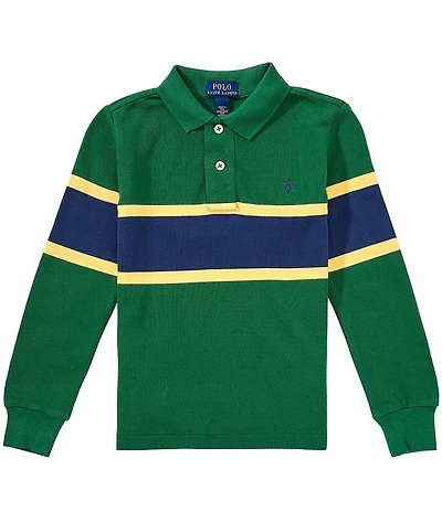 Polo Ralph Lauren Big Boys Long Sleeve Striped Cotton Mesh Polo Shirt