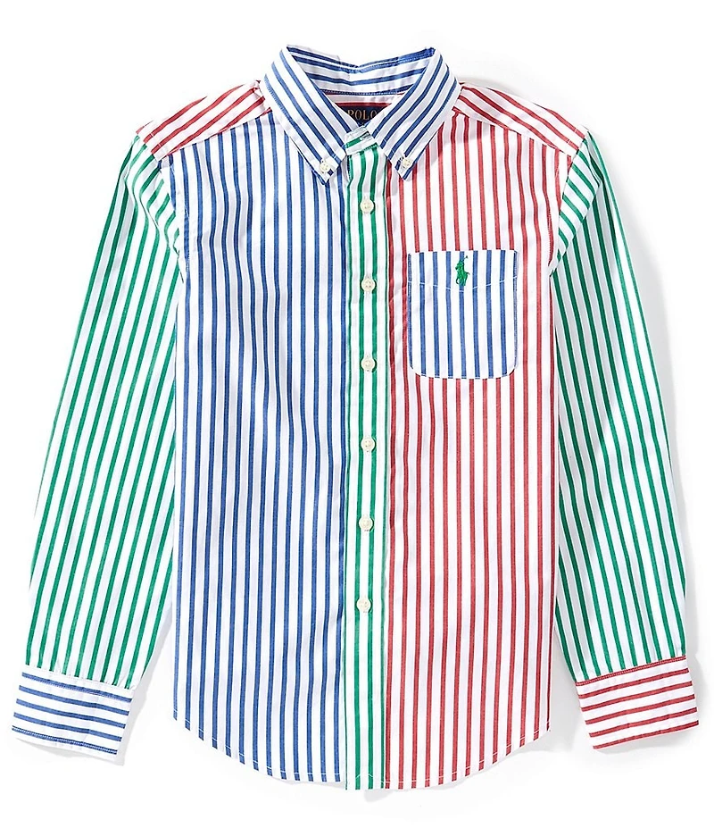 Polo Ralph Lauren Big Boys Long-Sleeve Striped Poplin Fun Shirt