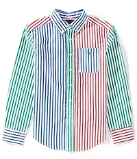 Polo Ralph Lauren Big Boys Long-Sleeve Striped Poplin Fun Shirt