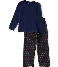 Polo Ralph Lauren Big Boys Long Sleeve T-Shirt & Allover Printed Pajama Pants 2-Piece Set